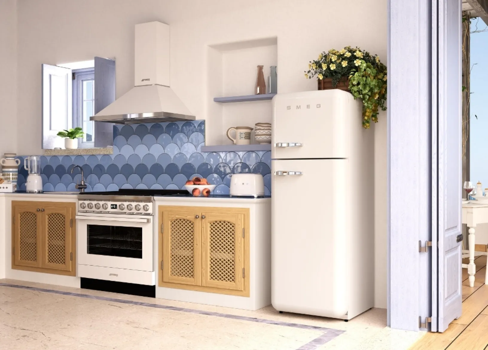 Frigorifero Panna Doppia Porta a libera installazione di Smeg