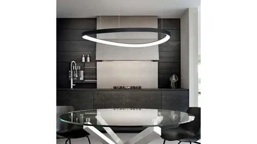 Lampada a sospensione Gemini in metallo con diffusore in policarbonato opale di Ideal Lux