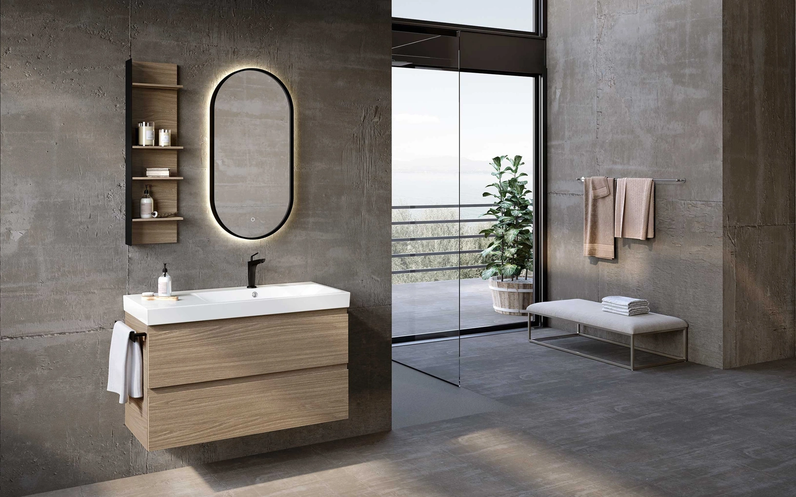 Mobile da Bagno sospeso Block System Just C34 di Baxar