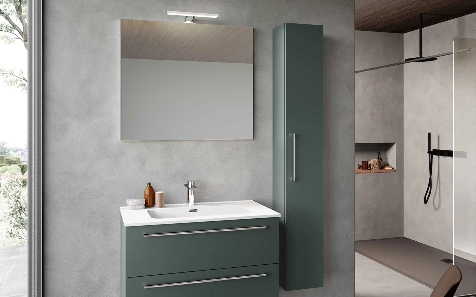Mobile da Bagno sospeso Block System Slim C41 di Baxar