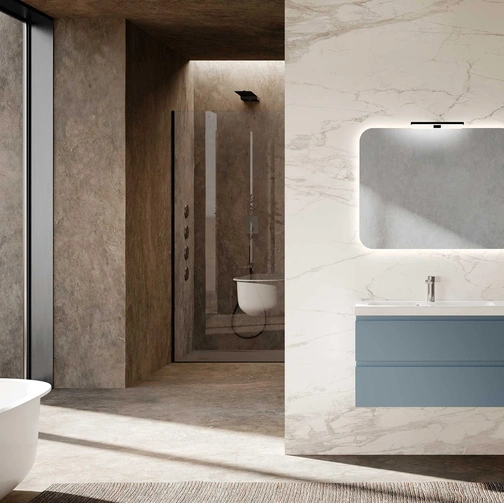 Mobile da Bagno sospeso Block System Square Evo C37 di Baxar