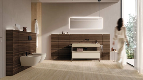 Mobile da Bagno M3 System 341 in laccato e legno di Eucalipto di Baxar