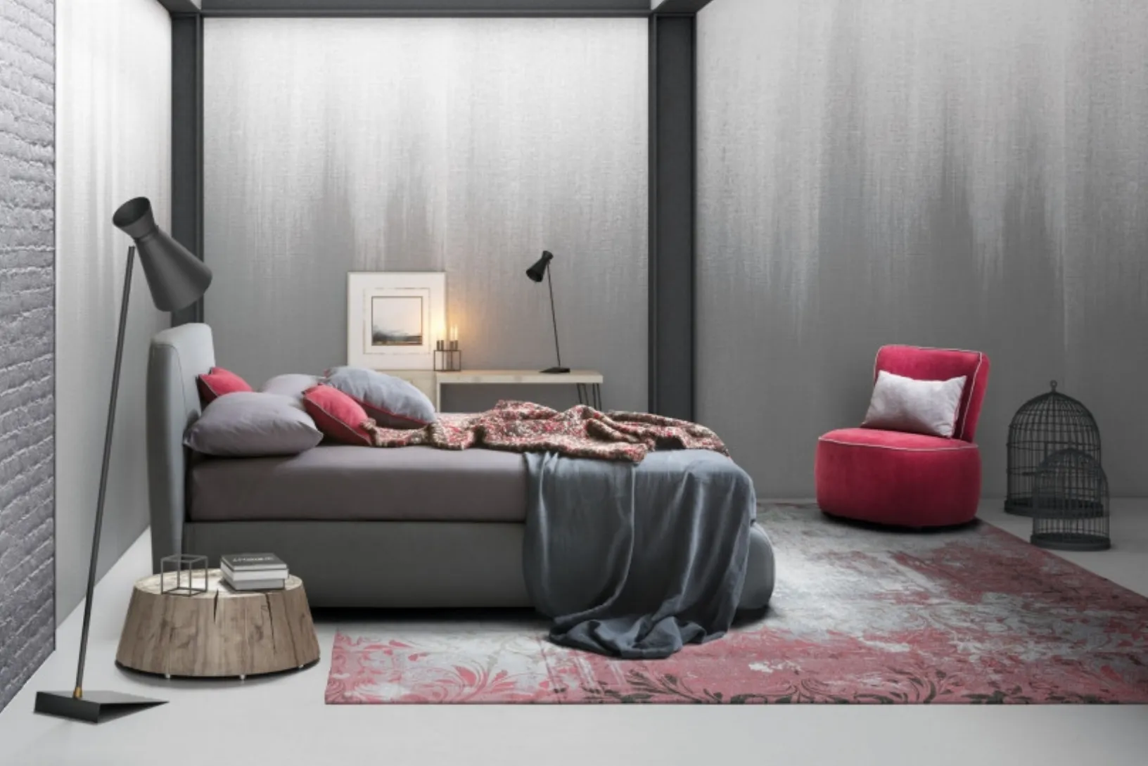 Letto in tessuto imbottito con testiera Belmondo di Le Comfort