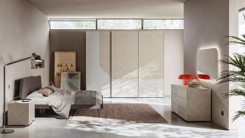 Letto matrimoniale Esacto Night 21 in tessuto imbottito di Orme