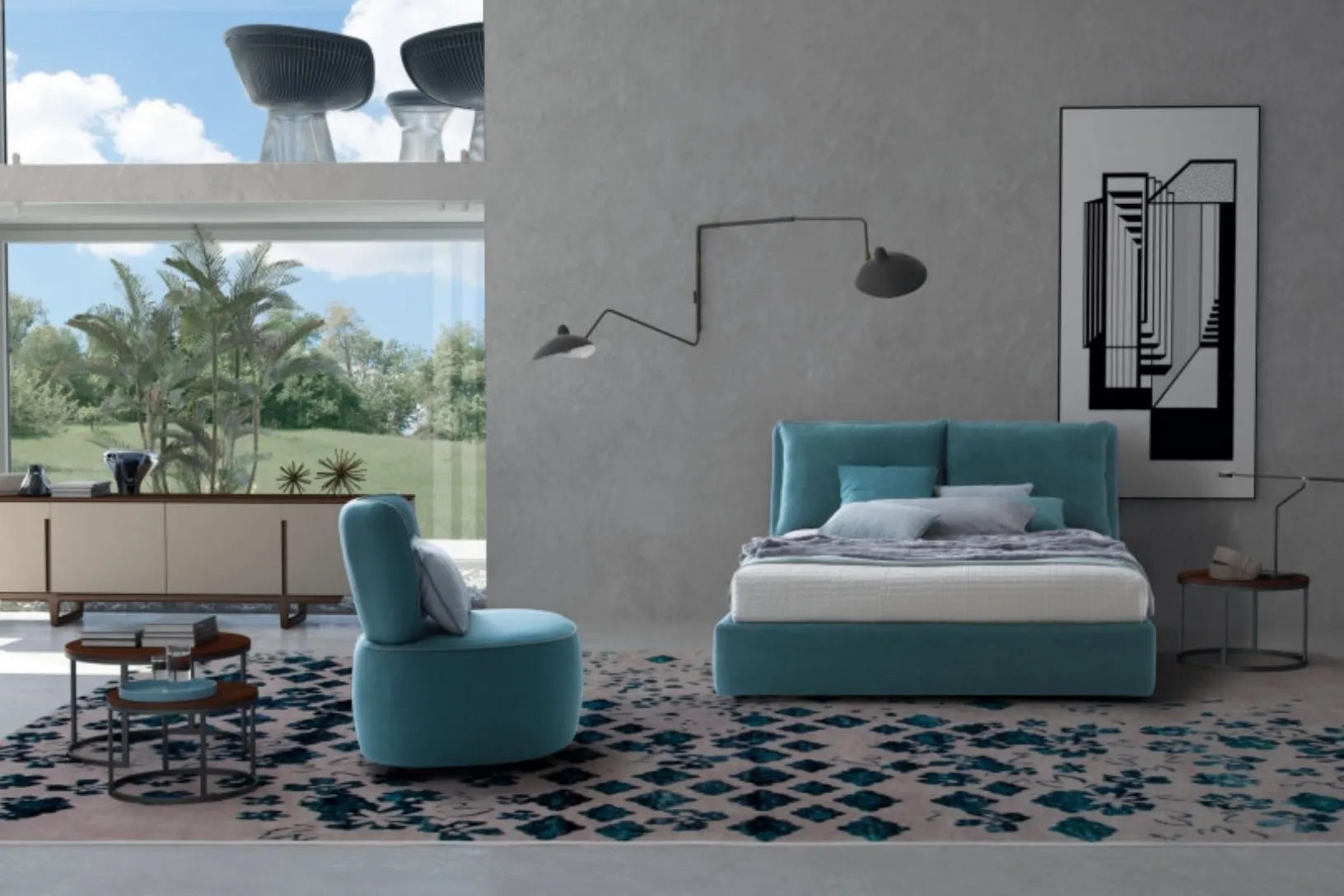 Letto in tessuto imbottito con testiera Fris di Le Comfort