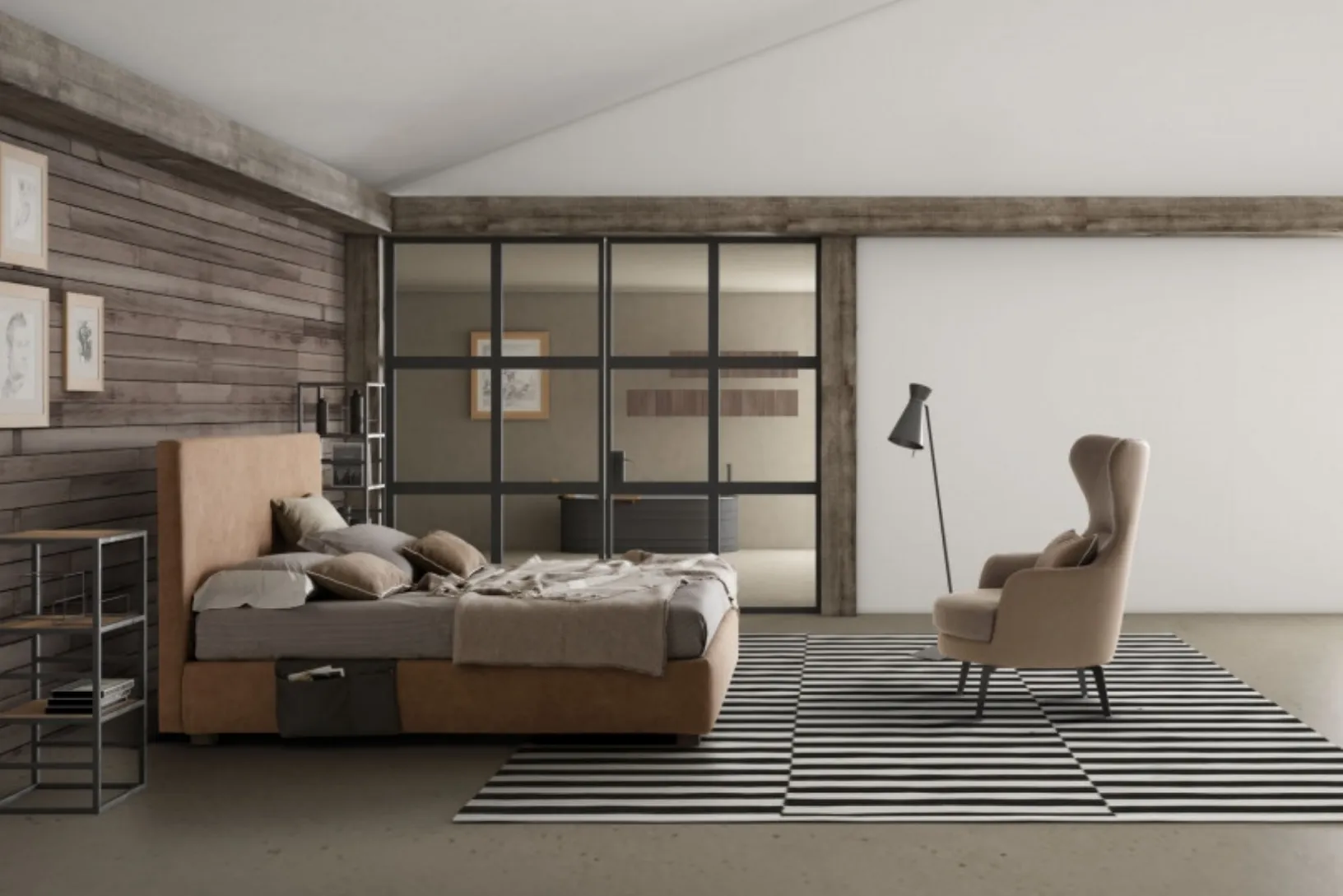 Letto in ecopelle con testiera Illy di Le Comfort