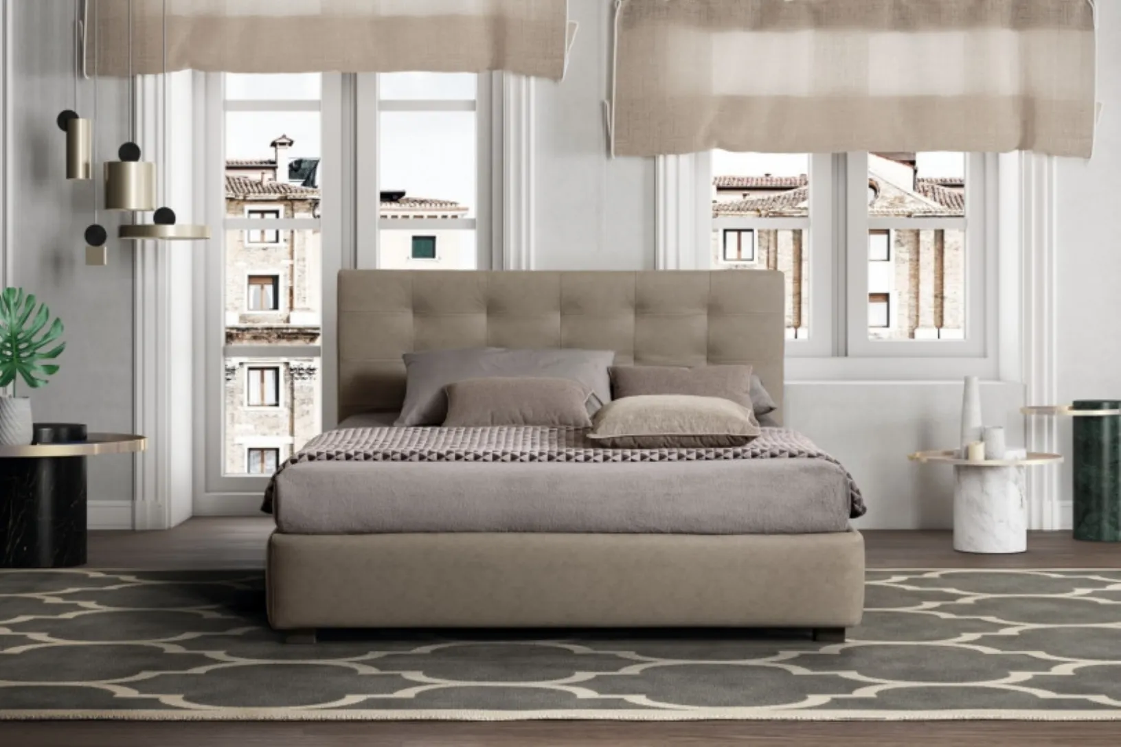 Letto matrimoniale con testiera trapuntata Tender di Le Comfort