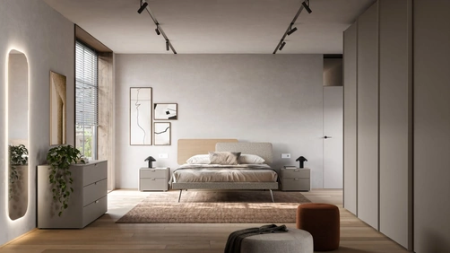 Letto matrimoniale Loli Night 18 in tessuto imbottito e materico Arena di Orme