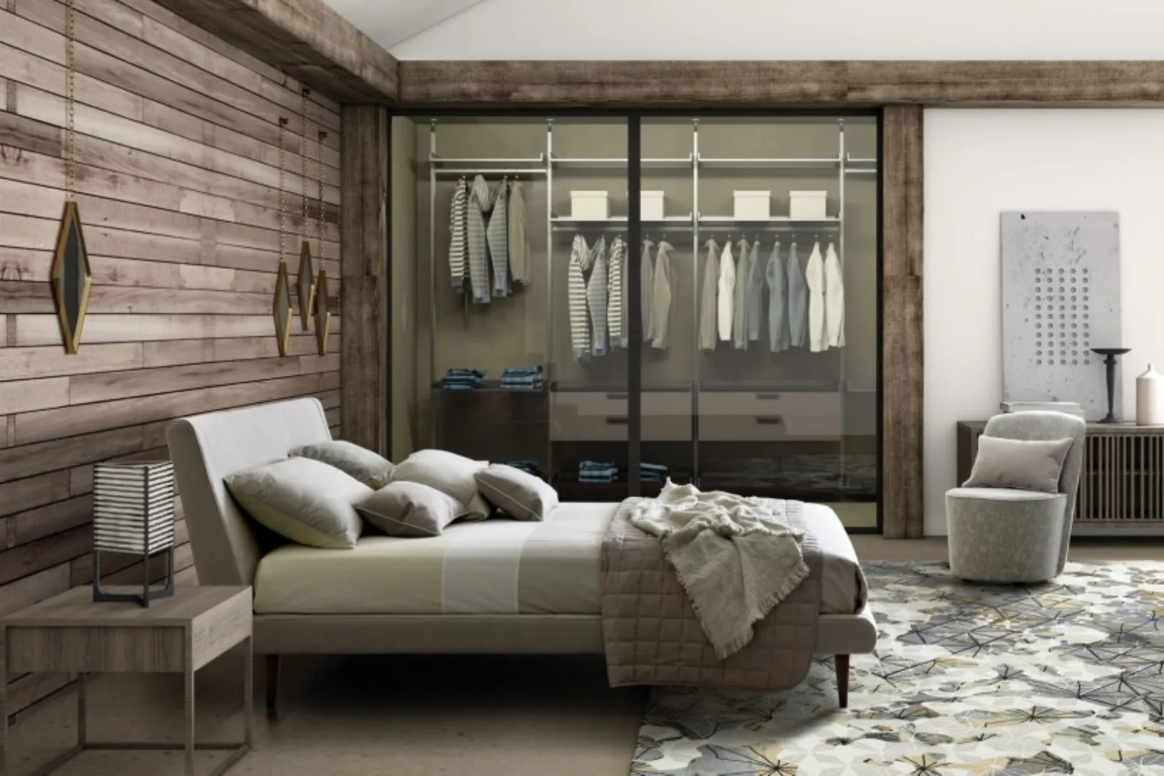 Letto matrimoniale in tessuto con testiera Metropolitan di Le Comfort