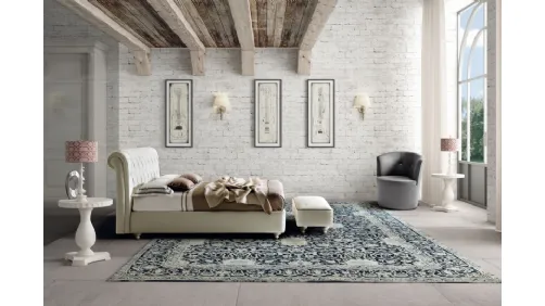Letto classico in pelle imbottito con testiera trapuntata Raffaello di Le Comfort