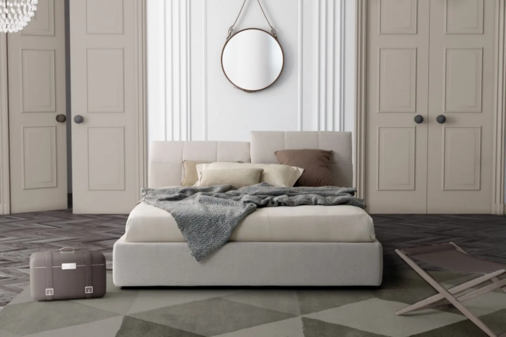 Letto con testiera reclinabile in tessuto imbottito Tower di Le Comfort