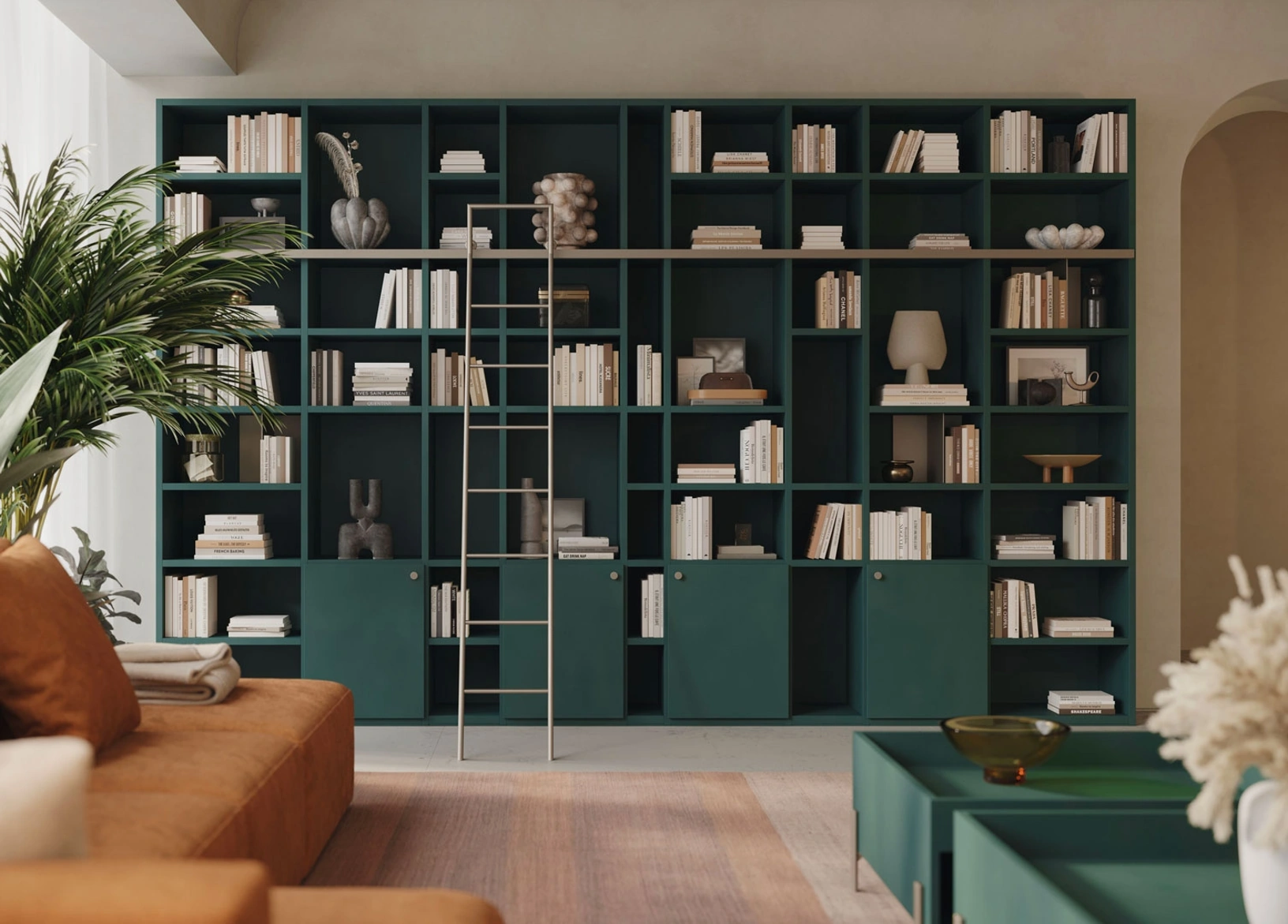 Libreria componibile LV712 con scaletta di Giessegi