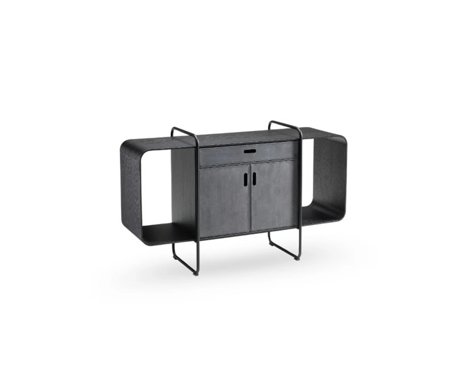 Madia Apelle con struttura in metallo e ante rivestite in pelle di Midj