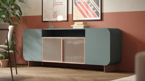 Madia Fifty Glass in laccato e vetro di Giessegi