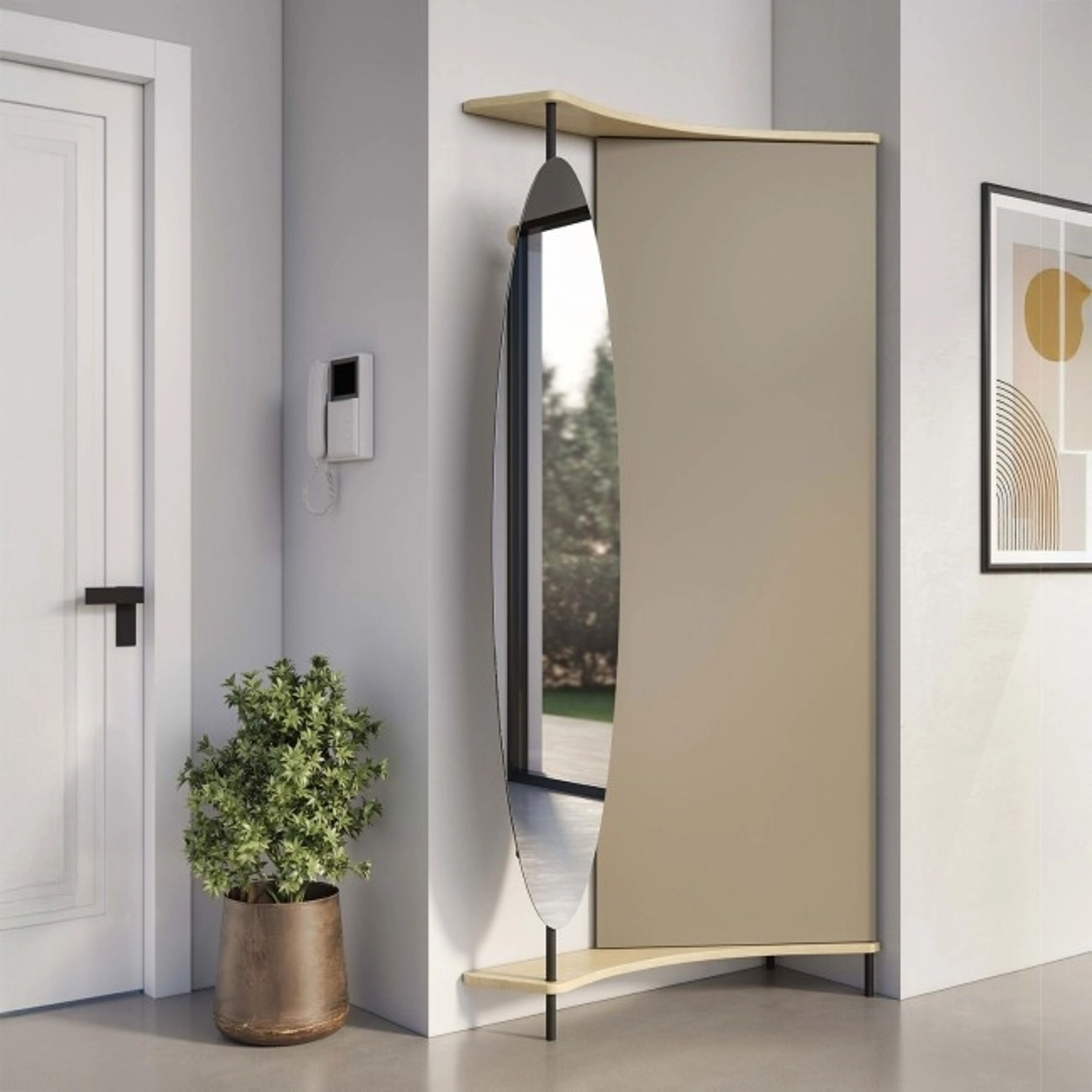 Mobile ingresso con specchiera girevole Punto e Virgola 303 di Maconi