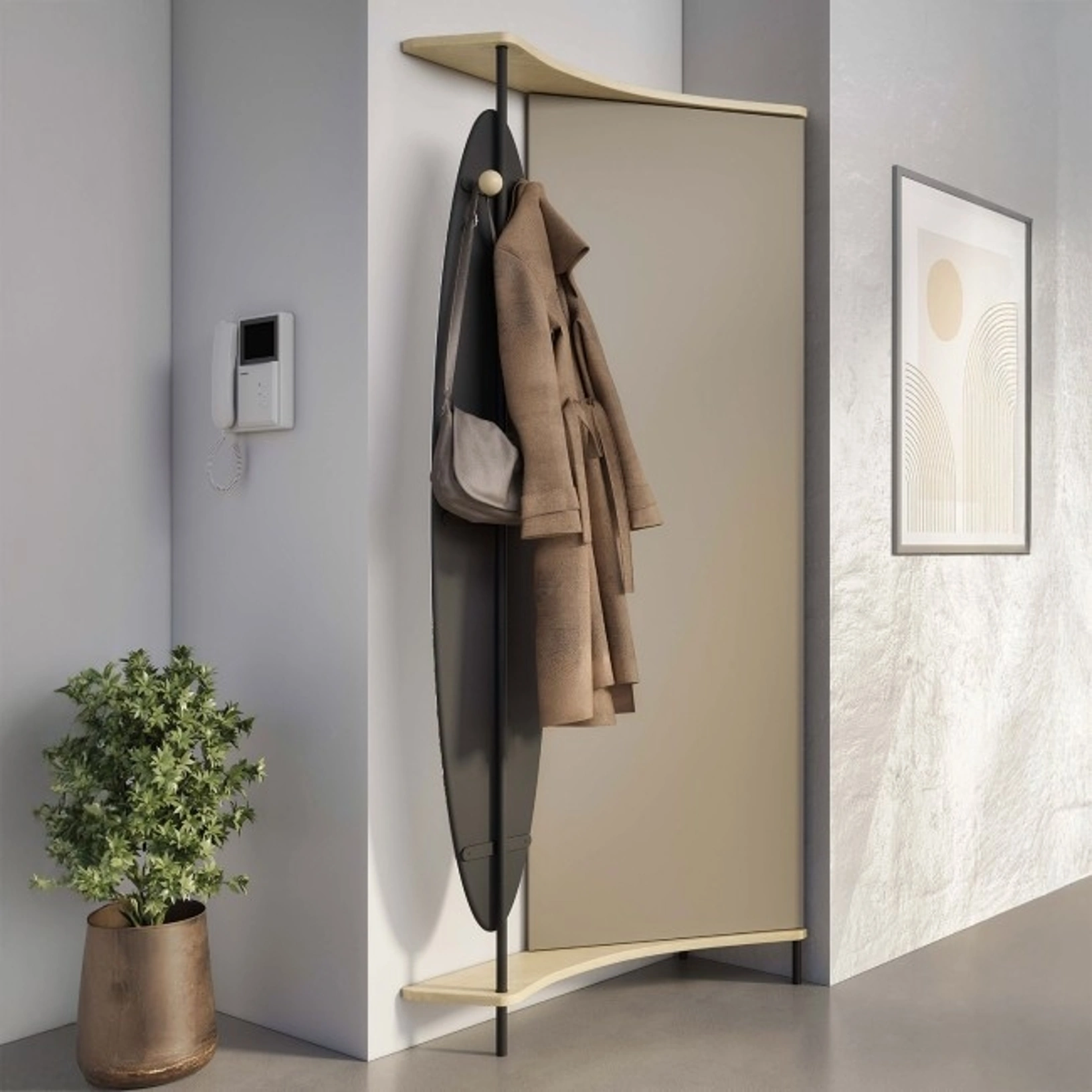 Mobile ingresso con specchiera girevole Punto e Virgola 303 di Maconi