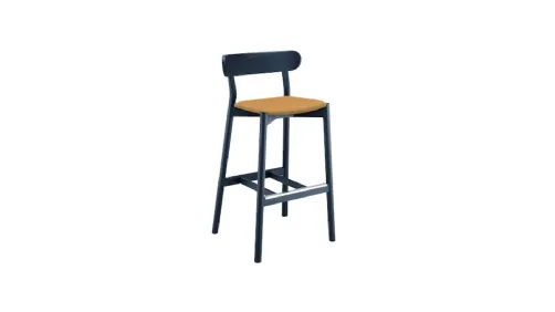 Sgabello Montera in legno con seduta in cuoio di Midj