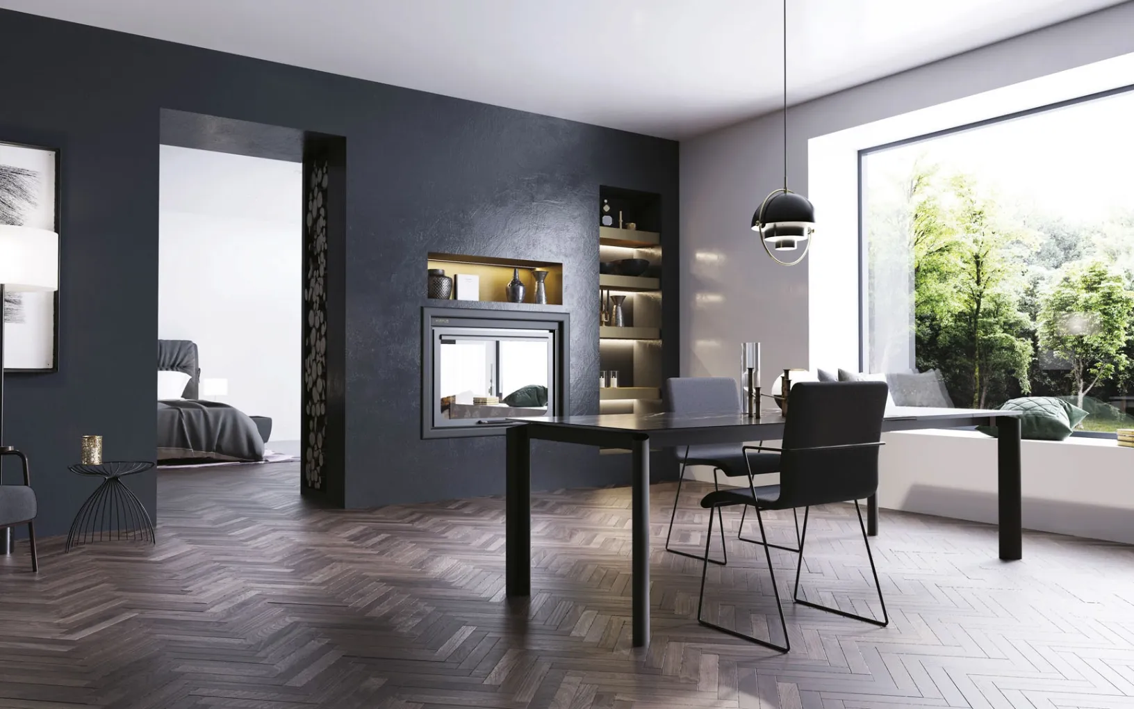 Tavolo allungabile Circle in laminato Sahara noir di Zamagna