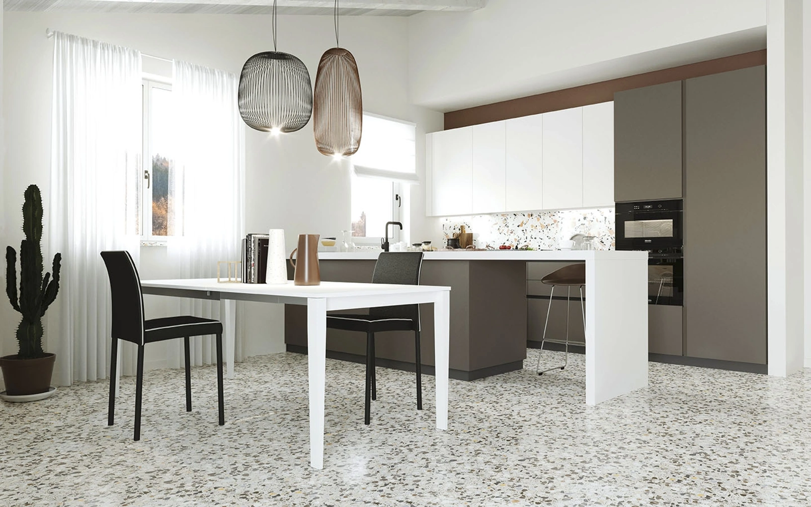 Tavolo allungabile Diapason in vetroceramica bianco Calacatta di Zamagna