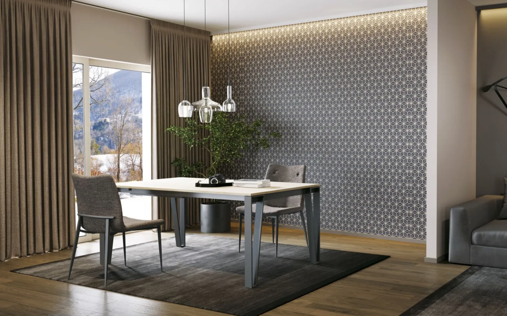 Tavolo allungabile Win in melaminico rovere naturale nodato di Zamagna