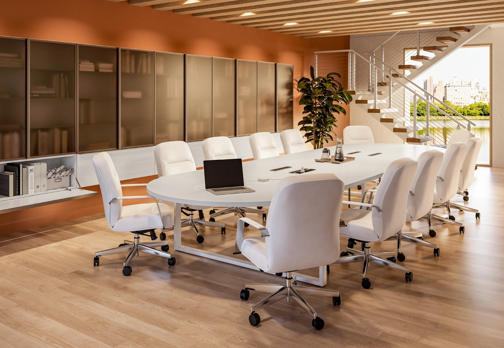 Libreria per Ufficio OF106 con ante battenti in vetro di Giessegi