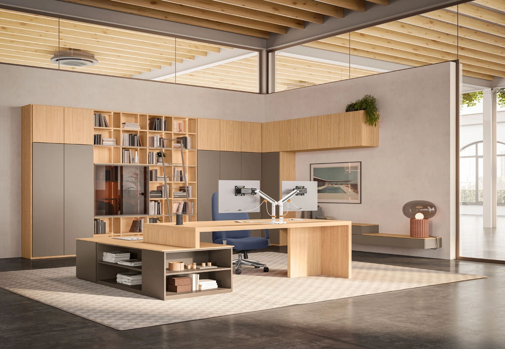 Scrivania Direzionale e libreria angolare OF111 di Giessegi